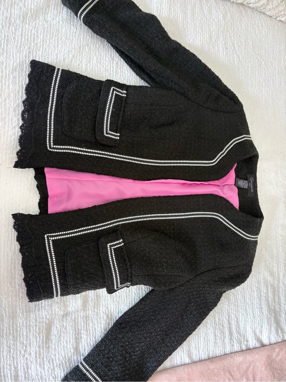 Context Black Tweed Blazer with Pink Lining